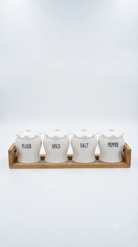 Ceramic Canister Set Pots for Elegant Kitchen Organization-16741-19 — White